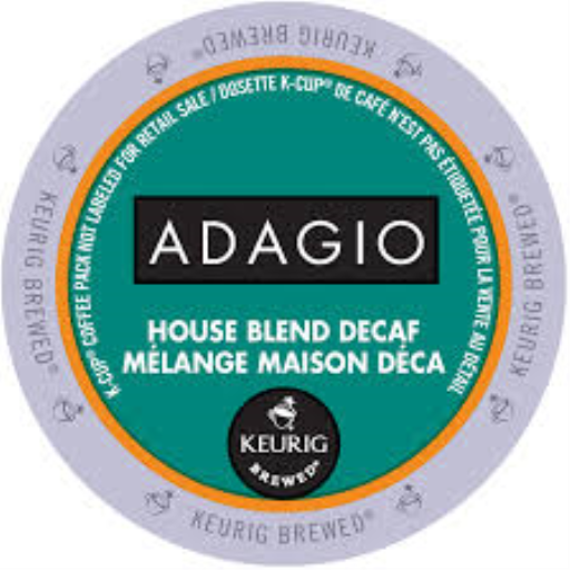 COFFEE-K CUP ADAGIO HOUSE BLEND, DECAF, MEDIUM ROAST 24/BX